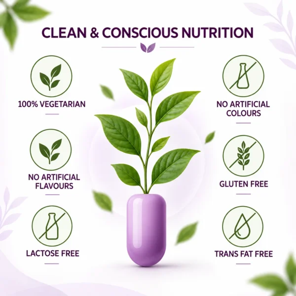 Ayusensia Women Shakti vegetarian capsules with no artificial colours, flavours, gluten, lactose or trans fats