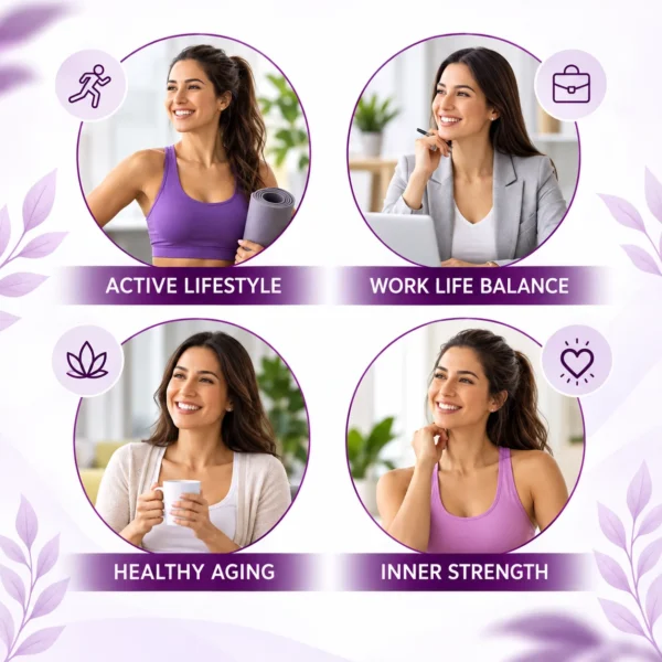 Ayusensia Women Shakti supporting active lifestyle, work-life balance, healthy aging and inner strength