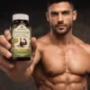 Man holding Ayusensia CONFIUJP daily stamina and performance support dietary supplement bottle