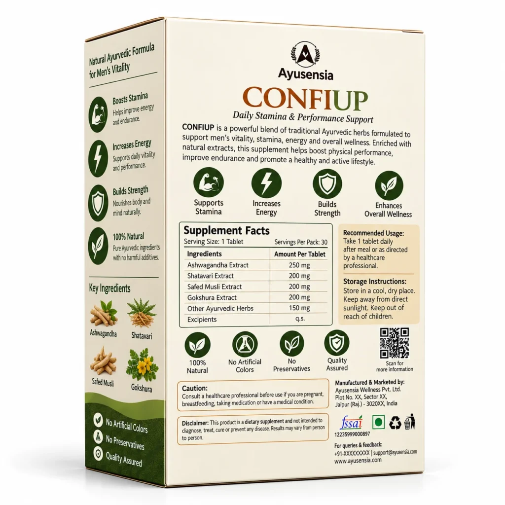 Ayusensia ConfiUp Men’s Vitality Formula - Premium Stamina Booster for Men